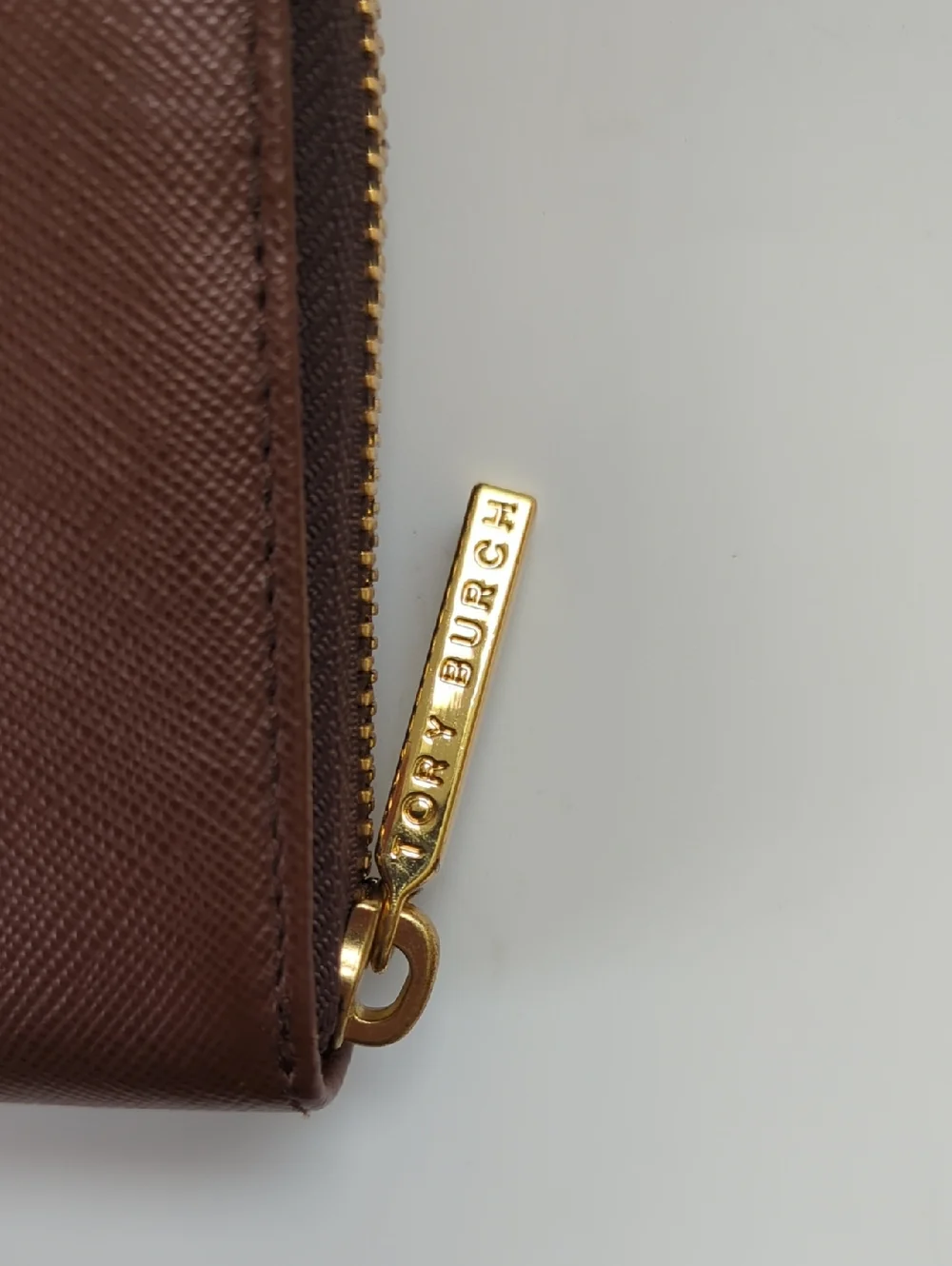 Tory Burch Robinson Zip Around Brown Saffiano Leather Wallet